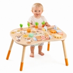 Детска Активна Маса GINGER HOME, Монтесори Център за игра 6 в 1, Масивно Дърво, 46x30.5x43.5 см