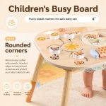 Детска Активна Маса GINGER HOME, Монтесори Център за игра 6 в 1, Масивно Дърво, 46x30.5x43.5 см