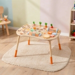 Детска Активна Маса GINGER HOME, Монтесори Център за игра 6 в 1, Масивно Дърво, 46x30.5x43.5 см