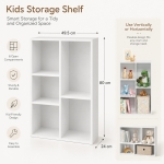 Детска Етажерка GINGER HOME с 5 Отделения, Бял Органайзер за Книги и Играчки, 49.5×24×80 см