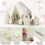 Детска Дървена Къща за Игра 6 в 1 GINGER HOME – Стол, Маса, Черна Дъска, Органайзер, Тента и Мека Подложка
