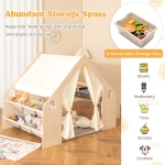 Детска Дървена Къща за Игра 6 в 1 GINGER HOME – Стол, Маса, Черна Дъска, Органайзер, Тента и Мека Подложка