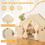 Детска Дървена Къща за Игра 6 в 1 GINGER HOME – Стол, Маса, Черна Дъска, Органайзер, Тента и Мека Подложка