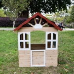 Детска дървена къщичка за игра на открито GINGER HOME – за двор и градина, 115×102×129 см