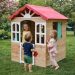 Детска дървена къщичка за игра на открито GINGER HOME – за двор и градина, 115×102×129 см