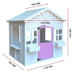 Детска Дървена Къщичка за Игра GINGER HOME – Градинска Къща с Прозорци и Саксии, Бяла, 123×106×125 см
