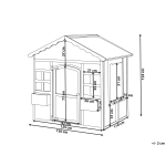 Детска Дървена Къщичка за Игра GINGER HOME – Градинска Къща с Прозорци и Саксии, Бяла, 123×106×125 см