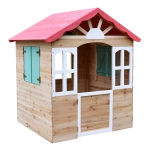 Детска дървена къщичка за игра на открито GINGER HOME – за двор и градина, 115×102×129 см