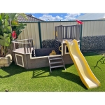 Детска Дървена Катерушка Пиратски Кораб с Пързалка и Пясъчник GINGER HOME – За Двор и Градина, 310×320×180 см