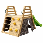 Детска дървена пързалка с катерушка за двор GINGER HOME, 285×152×123 см