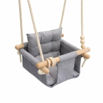 Детска Дървена Люлка GINGER HOME Scandi – Мека Памучна Седалка с Облегалка, 28×28×196 см