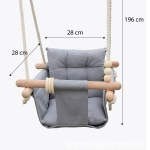 Детска Дървена Люлка GINGER HOME Scandi – Мека Памучна Седалка с Облегалка, 28×28×196 см