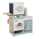 Детска Дървена Пералня 3 в 1 с Мивка с Течаща Вода и Сушилня GINGER HOME, 86×32×90 см