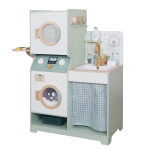 Детска Дървена Пералня 3 в 1 с Мивка с Течаща Вода и Сушилня GINGER HOME, 86×32×90 см