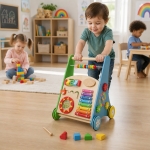 Детска Дървена Проходилка GINGER HOME с Активности, Ксилофон и Сортер, 35.1x31.3x46 см