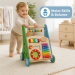 Детска Дървена Проходилка GINGER HOME с Активности, Ксилофон и Сортер, 35.1x31.3x46 см