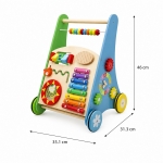 Детска Дървена Проходилка GINGER HOME с Активности, Ксилофон и Сортер, 35.1x31.3x46 см