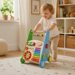Детска Дървена Проходилка GINGER HOME с Активности, Ксилофон и Сортер, 35.1x31.3x46 см