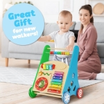 Детска Дървена Проходилка GINGER HOME с Активности, Ксилофон и Сортер, 35.1x31.3x46 см