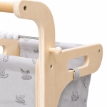 Детска Дървена Проходилка GINGER HOME, Количка за Пазаруване с Кош, Играчка за Бутане, Монтесори, 52 см