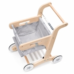 Детска Дървена Проходилка GINGER HOME, Количка за Пазаруване с Кош, Играчка за Бутане, Монтесори, 52 см