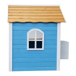 Детска Дървена Къщичка за Игра GINGER HOME – За Ролеви Игри, Двор и Градина, Синя, 118×138×132.5 см