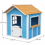 Детска Дървена Къщичка за Игра GINGER HOME – За Ролеви Игри, Двор и Градина, Синя, 118×138×132.5 см
