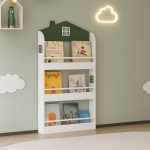 Детска Етажерка за Книги и Играчки GINGER HOME – Къщичка, 3 Рафта, Дърво, 60x12x106 см