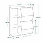 Детска Етажерка GINGER HOME, Органайзер за Книги и Играчки с 2 Текстилни Кутии, Бяла, 76.5×35×93 см