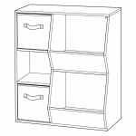 Детска Етажерка GINGER HOME, Органайзер за Книги и Играчки с 2 Текстилни Кутии, Бяла, 76.5×35×93 см