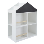 Детска Етажерка за Играчки и Книги GINGER HOME, Къща с Рафтoве и Дъска за Рисуване, Монтесори, Бяла, 72.5x40x95.8 см