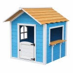Детска Дървена Къщичка за Игра GINGER HOME – За Ролеви Игри, Двор и Градина, Синя, 118×138×132.5 см