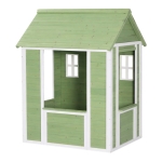 Детска Дървена Къщичка за Игра на Открито GINGER HOME – Градинска Къща за Деца, Зелено и Бяло, 107×90×144 см