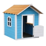 Детска Дървена Къщичка за Игра GINGER HOME – За Ролеви Игри, Двор и Градина, Синя, 118×138×132.5 см