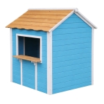 Детска Дървена Къщичка за Игра GINGER HOME – За Ролеви Игри, Двор и Градина, Синя, 118×138×132.5 см