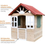Детска дървена къщичка за игра на открито GINGER HOME – за двор и градина, 115×102×129 см