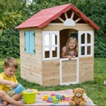 Детска дървена къщичка за игра на открито GINGER HOME – за двор и градина, 115×102×129 см