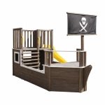 Детска Дървена Катерушка Пиратски Кораб с Пързалка и Пясъчник GINGER HOME – За Двор и Градина, 310×320×180 см