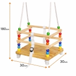 Детска Дървена Люлка GINGER HOME с Колан и Бордове – до 70 кг, 30×30 см