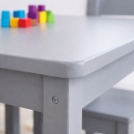 Детска Маса с 4 Столчета GINGER HOME – Дървена Детска Маса за Игра и Учене, Сив Комплект 66×56×48 см