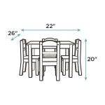 Детска Маса с 4 Столчета GINGER HOME – Дървена Детска Маса за Игра и Учене, Сив Комплект 66×56×48 см