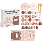 Дървена Монтесори Играчка GINGER HOME, Нахрани Зайчето и Мечето с Бисквитки, за Фина Моторика, 35 Части