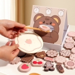 Дървена Монтесори Играчка GINGER HOME, Нахрани Зайчето и Мечето с Бисквитки, за Фина Моторика, 35 Части