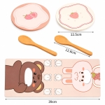 Дървена Монтесори Играчка GINGER HOME, Нахрани Зайчето и Мечето с Бисквитки, за Фина Моторика, 35 Части