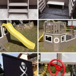 Детска Дървена Катерушка Пиратски Кораб с Пързалка и Пясъчник GINGER HOME – За Двор и Градина, 310×320×180 см