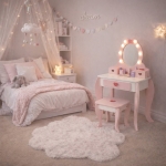 Детска Дървена Тоалетка с Огледало и Светлини GINGER HOME, Розова, 92 см