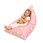 Детски Пуф Лежанка GINGER HOME Little Stars, 100% Памук, Розов Барбарон със Звезди, 127x81x76 см