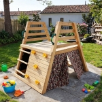 Детска дървена пързалка с катерушка за двор GINGER HOME, 285×152×123 см