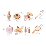 Детски Дървен Козметичен Комплект GINGER HOME, Гримове за Ролева Игра, Чантичка, Монтесори