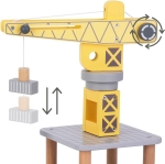 Детски Дървен Кран GINGER HOME, Комплект с Влакче, Камион и Кораб, 28x20x45 см